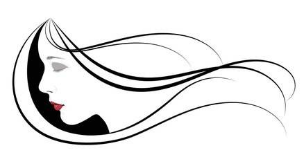 A girl with hair flying in the wind