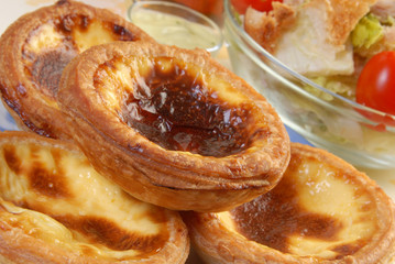 Close up of portuguese egg tart       