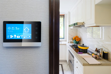 smart screen with smart home with modern kitchen
