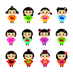 cute kokeshi doll vector