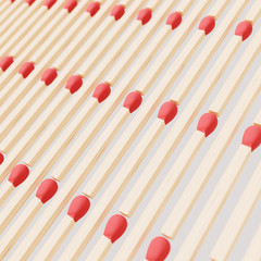Naklejka premium Tight Wall of red matchsticks Presented With shallow Depth of Field