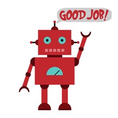 Naklejka premium Vector illustration of a toy Robot and text GOOD JOB!