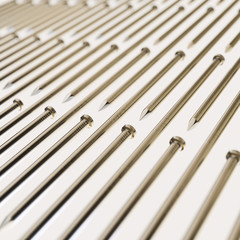 Tight Wall of iron nails Presented With Shallow Depth of Field
