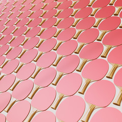 Tight Wall of red ping pong paddles Presented With Shallow Depth of Field