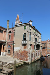 Venice Italy Houses near the navigable canal