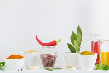 spices on white background