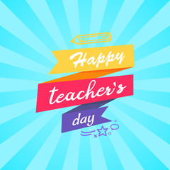 Happy Teachers Day Inscription Written on Ribbon
