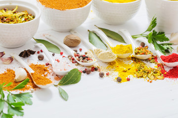spices on white background