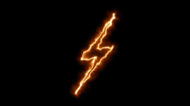 Abstract background with lighting bolt sign. Icon on black background. Seamless loop