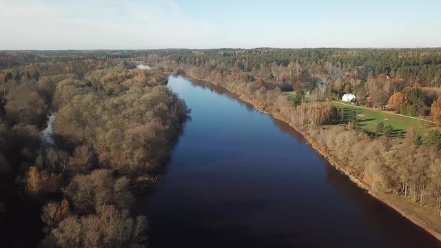 Gauja river Latvia aerial drone top view view 4K UHD video 