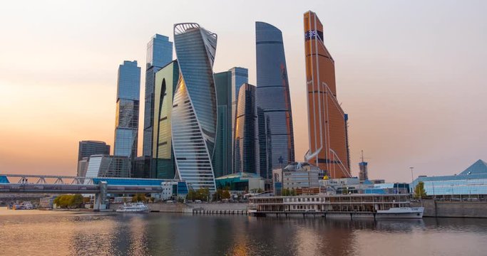 Moscow city (Moscow International Business Center) , Russia Timelapse.