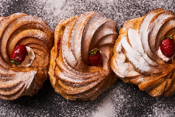 Profiterole, french puff pastry eclairs