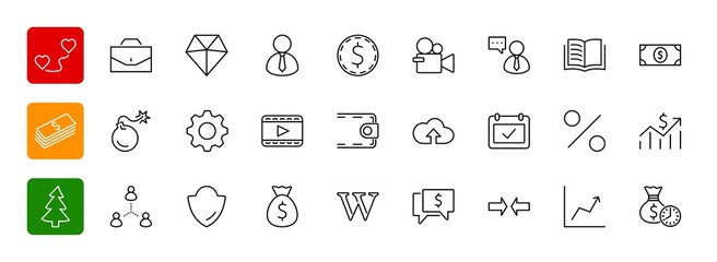 Set of business vector line icons. It contains symbols of a hand