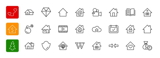 Set of house vector line icons. Contains symbols of the conclusi