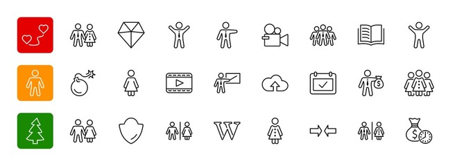 Set of people vector line icons. It contains the symbols of a ma