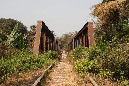 Cambodia old railway norry with bridge
