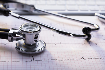 Stethoscope On Electrocardiogram