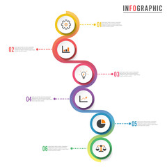 Circle infographic template six option, process or step for business presentation
