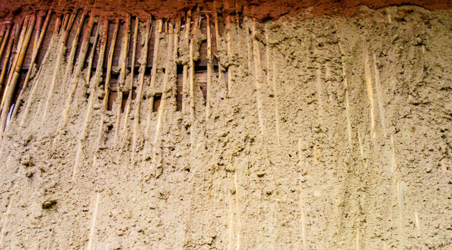 Reed mat for plastring the walls with clay and sand adobe
