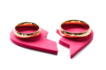 Golden Ring On Red Broken Heart