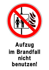 snr9 Schild-Neu-Rechteckig - ks246 Kombi-Schild - Hinweis: Sicherheit / Elevator / Lift / Flammen - Aufzug im Brandfall nicht benutzen - DIN A3 A4 - Vorlage Plakat - xxl g5663