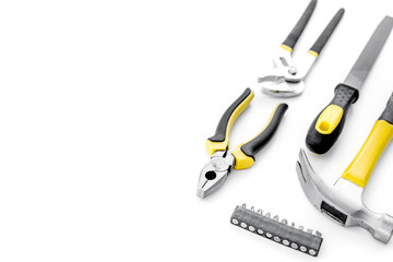 Tools for repairing top view on white background