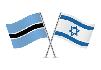 Botswana and Israel flags.Vector illustration.