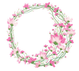 Obraz na płótnie Canvas Vector pink, floral circle frame isolated.