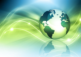 Best Internet Concept of global business. Globe, glowing lines on technological background. Wi-Fi, rays, symbols Internet, 3D illustration