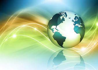 Best Internet Concept of global business. Globe, glowing lines on technological background. Wi-Fi, rays, symbols Internet, 3D illustration