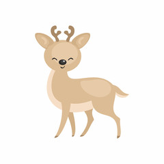 The image of a cute cartoon reindeer. Vector illustration.