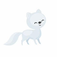 The image of a cute cartoon polar fox. Vector illustration.