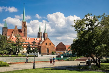 Naklejka premium Wroclaw, Martinikirche und Kathedrale