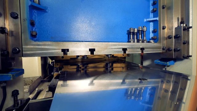 Stamping Punch Press. Industrial hydraulic press in action. 4K.