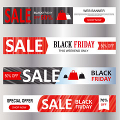 Fototapeta premium Black Friday Sale Horizontal Banners Set