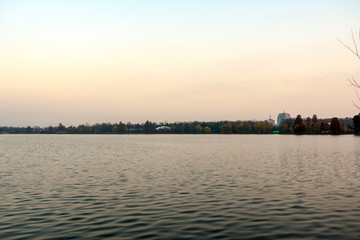 Fototapeta premium The lake in the park Herastrau in Bucharest, Romania.
