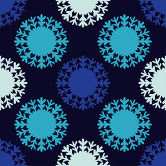 Seamless vector background with snowflakes. Blue Winter pattern. Textile rapport.