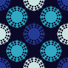 Seamless vector background with snowflakes. Blue Winter pattern. Textile rapport.