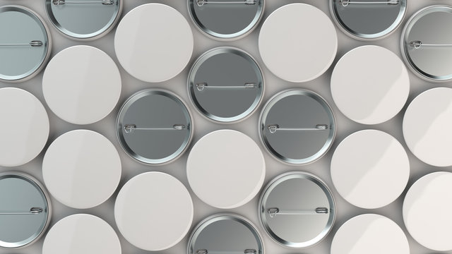 Blank white badges on white background