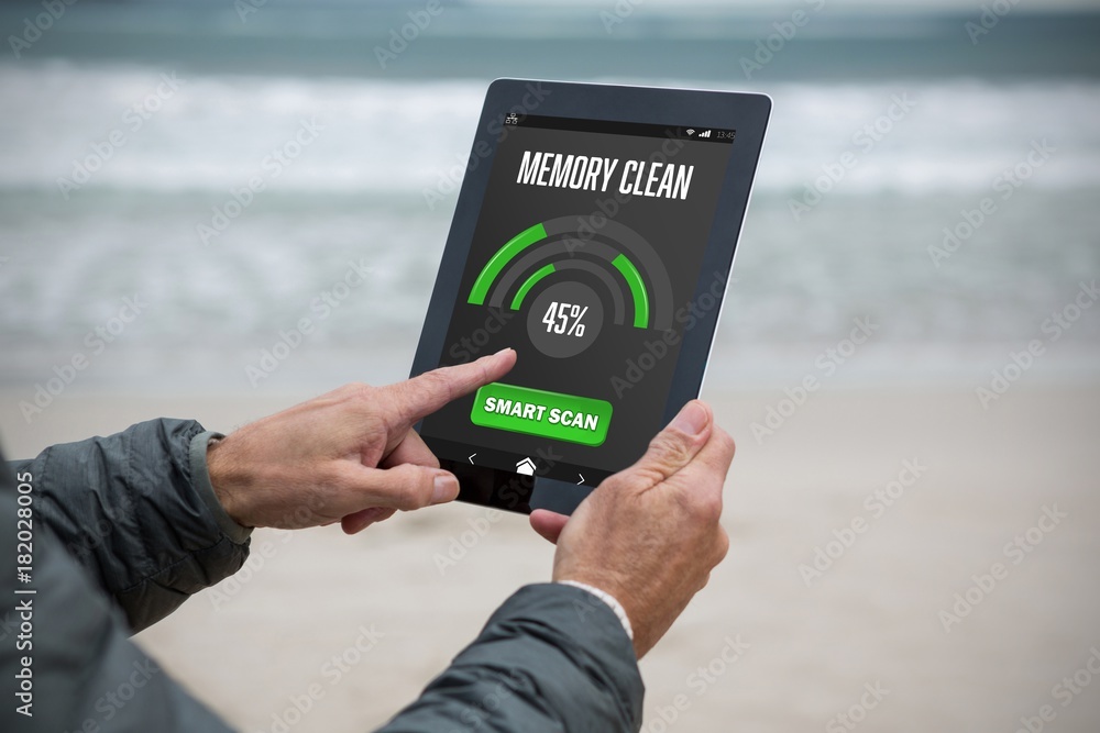 Poster composite image of mobile display with memory cleaner