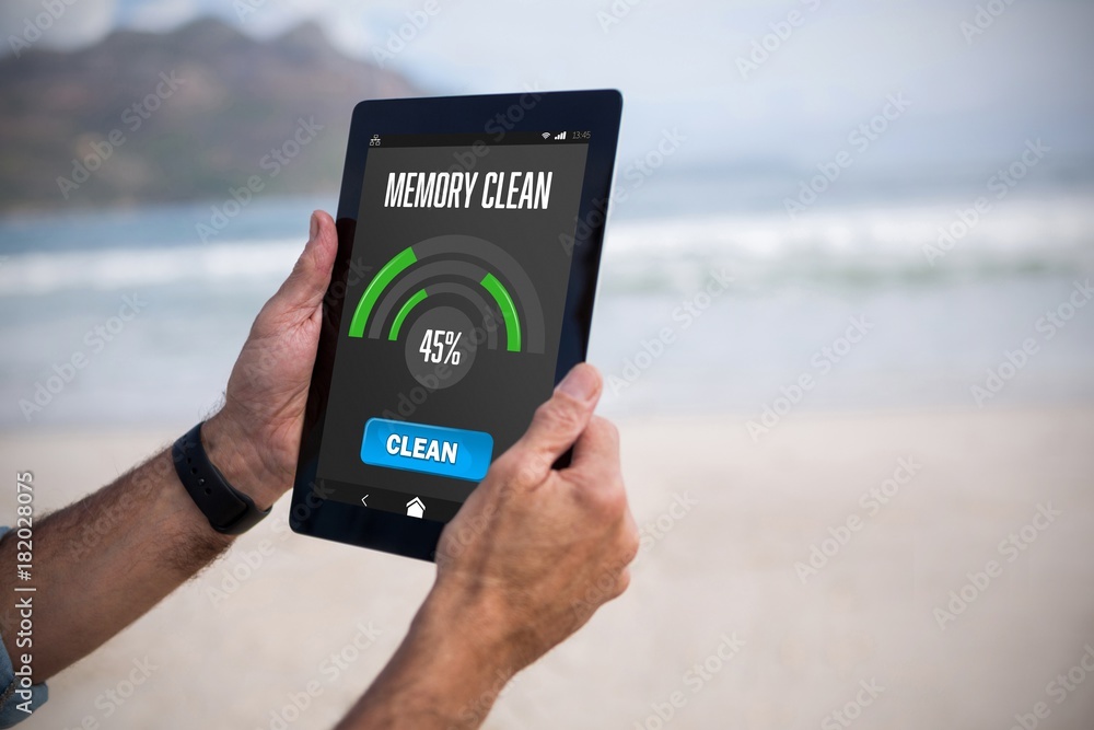 Poster composite image of mobile display with memory cleaner
