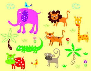 Obraz premium cute animals poster vector