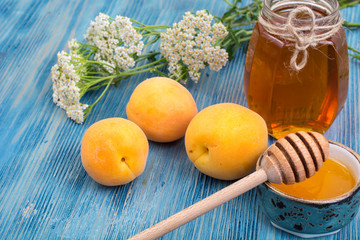 Transparent sweet syrup from ripe apricots