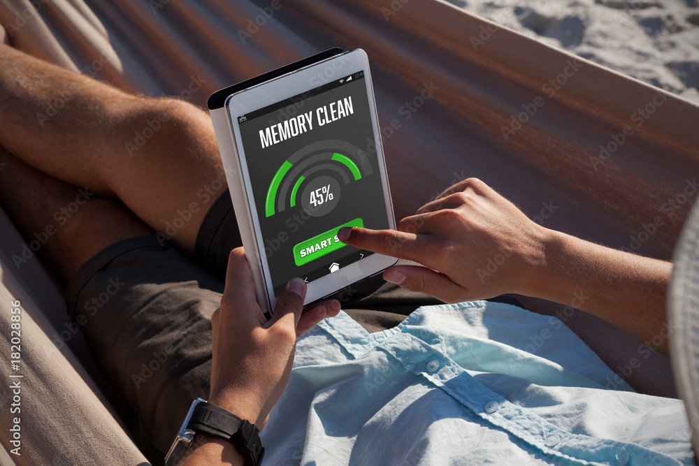 Poster composite image of mobile display with memory cleaner