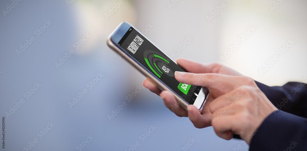 Aufkleber composite image of mobile display with memory cleaner