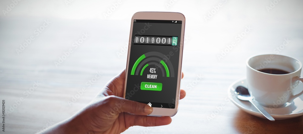 Poster composite image of mobile display with memory cleaner