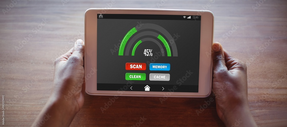 Poster composite image of mobile display with memory cleaner