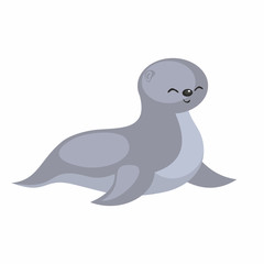 The image of a cute cartoon seal. Vector illustration.