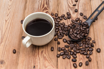 Coffee on wooden table