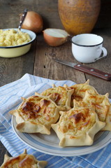 Small open pies with mashed potatoes